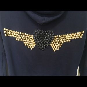 TWISTED HEART Navy Zip Hoodie Sweatshirt Small 🖤